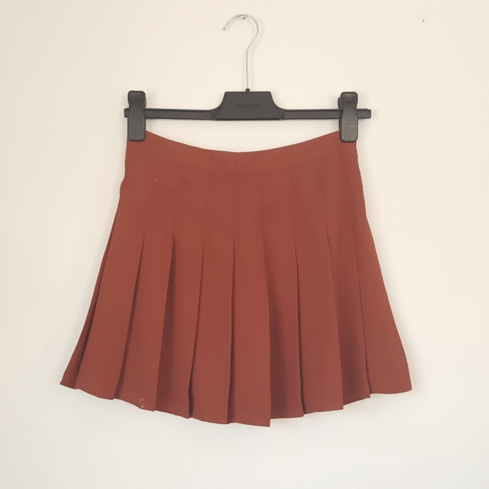 Burnt Orange Pleated Mini Skirt from Forever 21